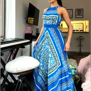 Blue print maxi summer dress